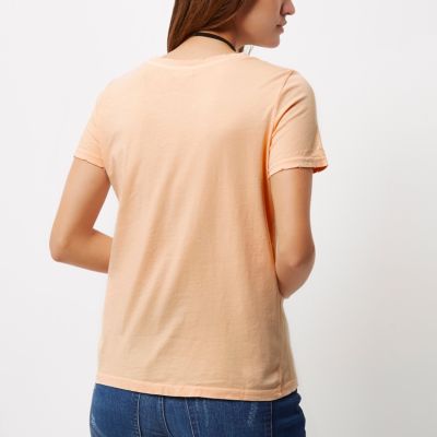 Nude distressed T-shirt